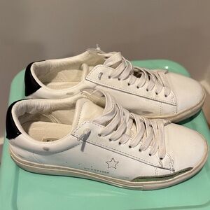 Vintage Havana White Sneakers, distressed look. Size 7